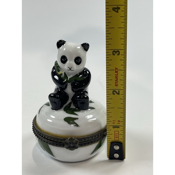 Panda Bear  Trinket‎ Box  Porcelain Hinged Hand Painted - Picture 12 of 13